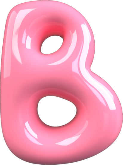 Pink 3D Bubble Gum Uppercase Letter B
